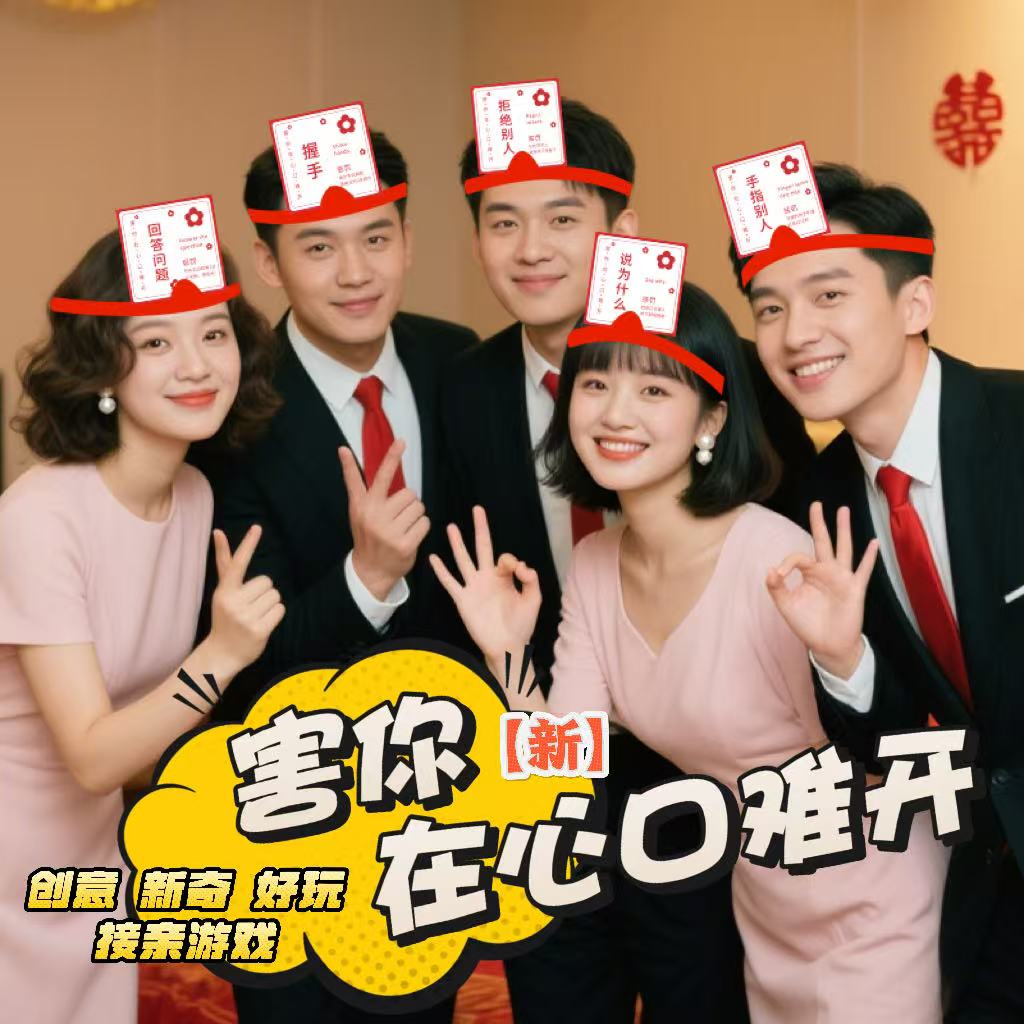 接亲堵门小游戏害你在心口难开结婚团建整蛊综艺创意年会卡片道具