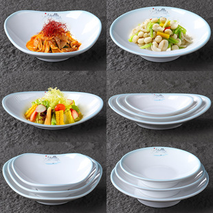 网红密胺高脚盘餐厅商用塑料深盘饭店中式深腰盘酒店耐热加厚餐盘