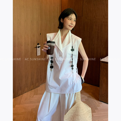 AC SUNSHINE骨感洗水棉工装风日常通勤翻领套头衬衫女上衣夏19852