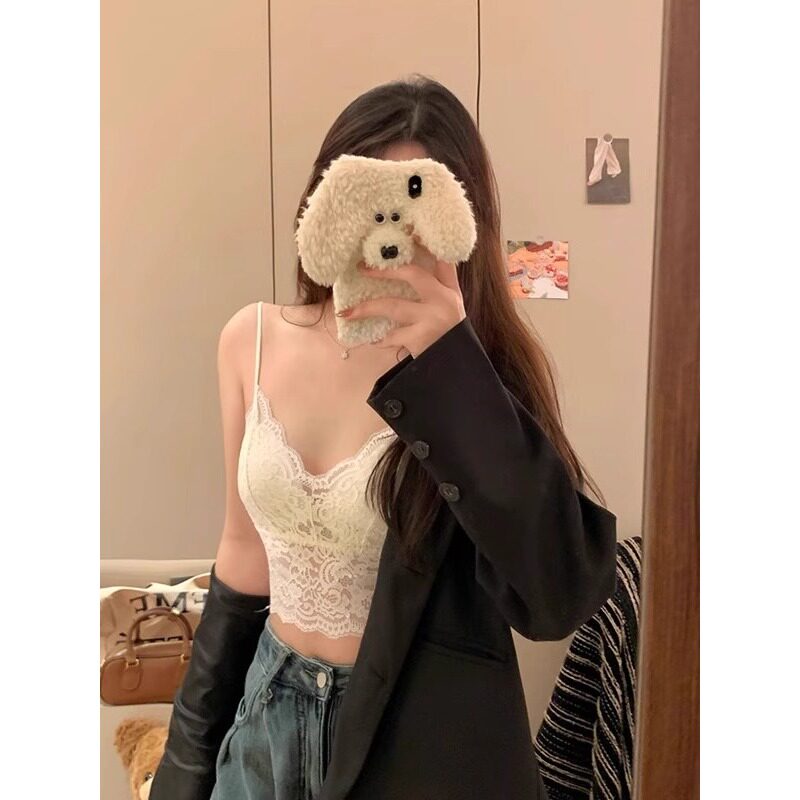 白色蕾丝吊带女夏季外穿V