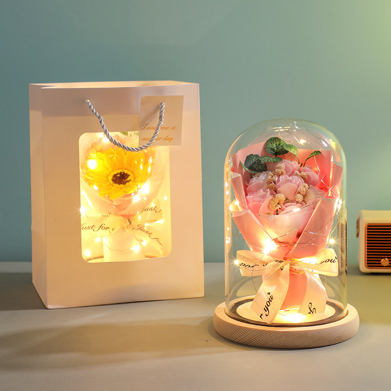 玫瑰花束永生花小夜灯