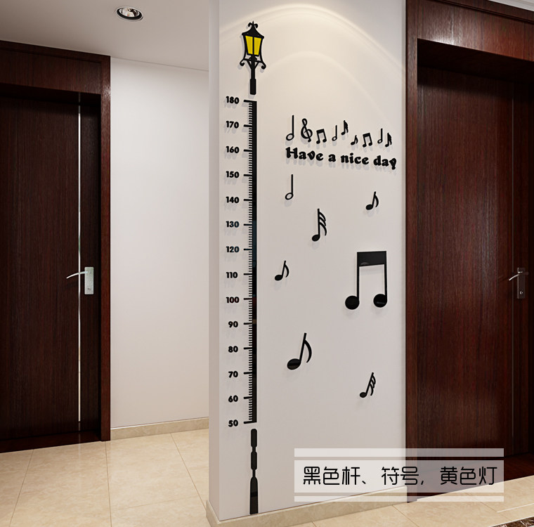 2021身高宝宝移除量d身防水贴纸房间身高高墙尺贴亚克力可3d立体.