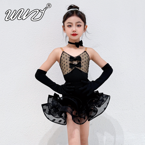 舞姿女童拉丁舞服新款女童拉丁服春夏练功服高级小香风拉丁演出服