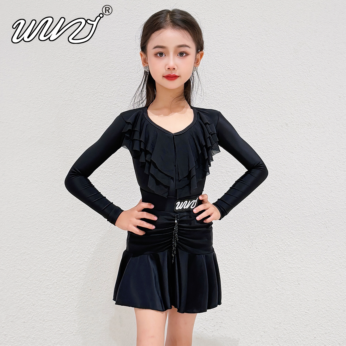 舞姿少儿拉丁舞服2026秋冬新款高级女童舞蹈服练功训练表演服套装