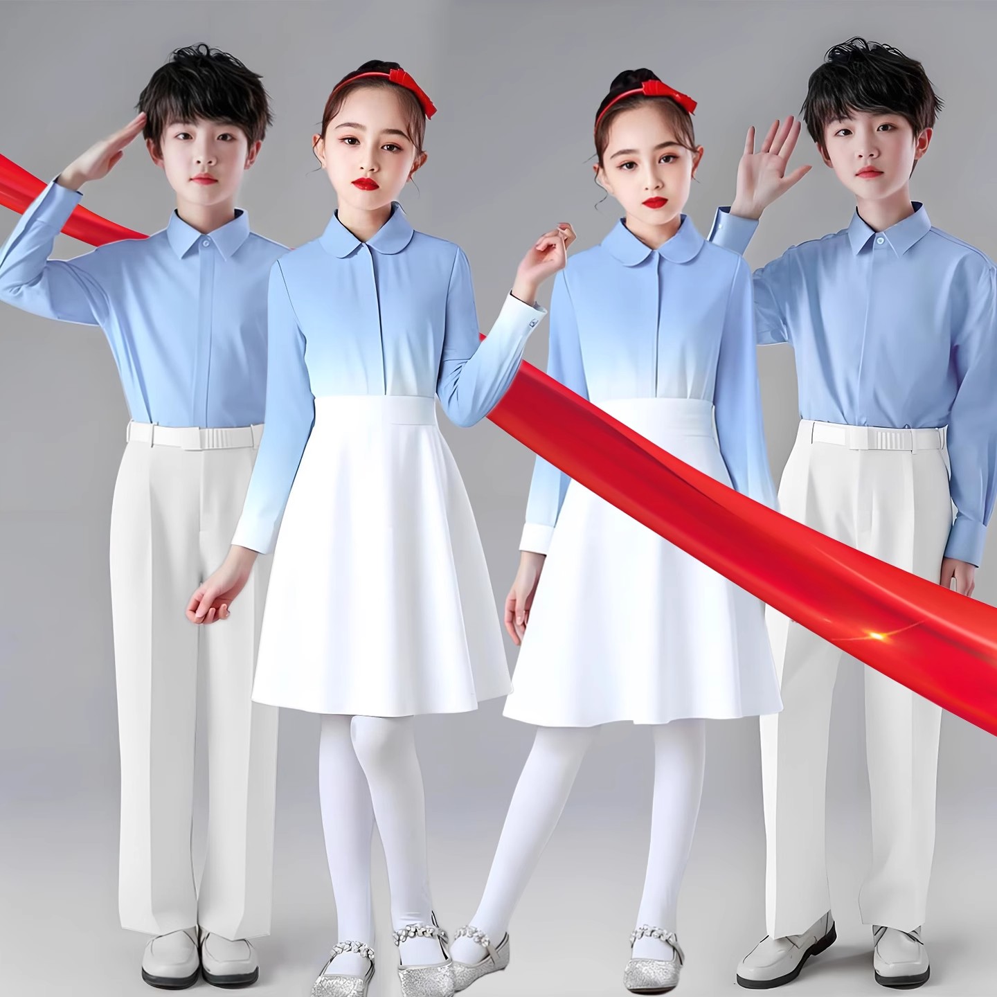 国庆儿童大合唱团演出服中小学生男女童爱国诗歌朗诵比赛表演服装