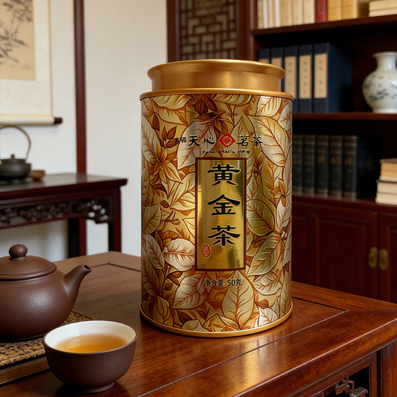 天福茗茶天心茗茶黄金茶绿茶罐装50克