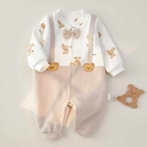 婴儿衣服秋冬夹棉哈衣薄棉宝宝春秋长袖爬爬服睡衣外出婴儿连体衣