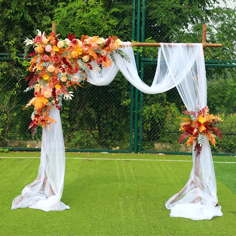 森系婚庆道具婚礼舞台背景布置木桩拱门摆件户外草坪装饰成品花艺