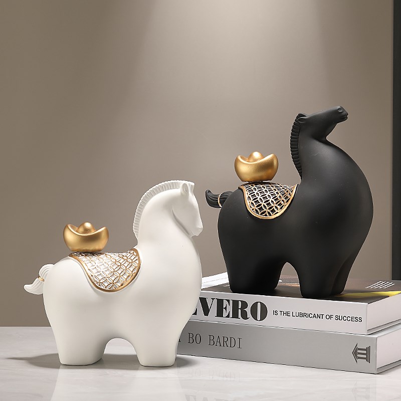 中式马上有钱招财马摆件客厅酒柜玄关轻奢高级办公室电视柜装饰品