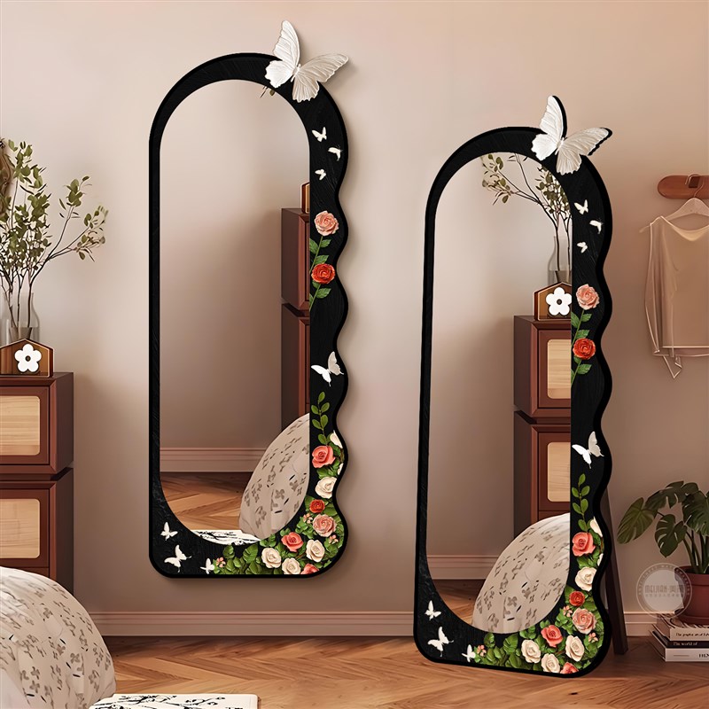 全身镜挂画 画镜子装饰画 画客厅玄关镜框画 画折叠挂墙全身镜落