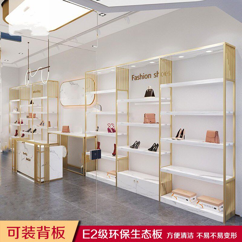 鞋店鞋架展示架商场带灯陈列货架女鞋专卖店货柜童鞋店装修效果图
