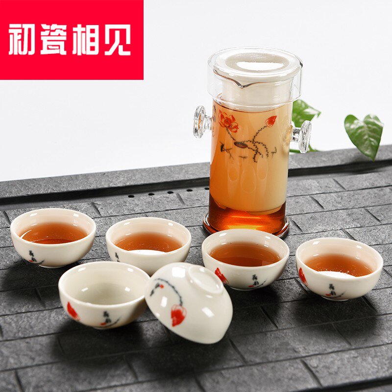 泡茶壶红茶茶具套装玻璃陶瓷过滤双f耳泡茶器功夫茶壶花
