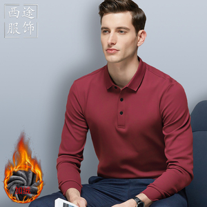 加绒加厚桑蚕丝高端polo衫男长袖加大码保暖高品质加大码美式行政