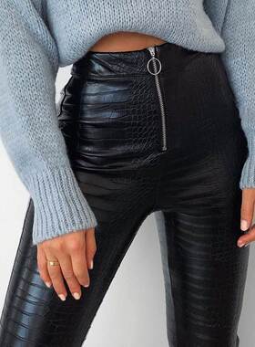 2020 winter women pu leather pants ladies leggings女高腰皮裤