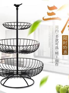 3 Tier Black Fruit Basket Holder Decorative Tabletop Bowl