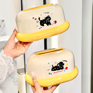 创意可爱纸巾盒纸巾收纳盒家用客厅荼几桌面轻奢高颜值摆件抽纸盒