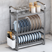 橱柜碗盘架厨房台面下水槽置物架多功能沥水碗篮分层碗碟收纳神器