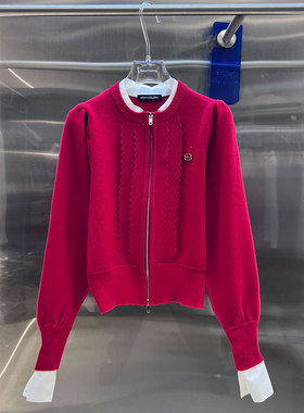 MBS.欧洲站新款BābyChìlling圆领拉链拼接上衣设计针织开衫毛衣