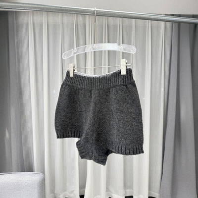 MBS.欧洲站新款英伦风针织弹力显瘦修身休闲裤设计感气质毛线短裤