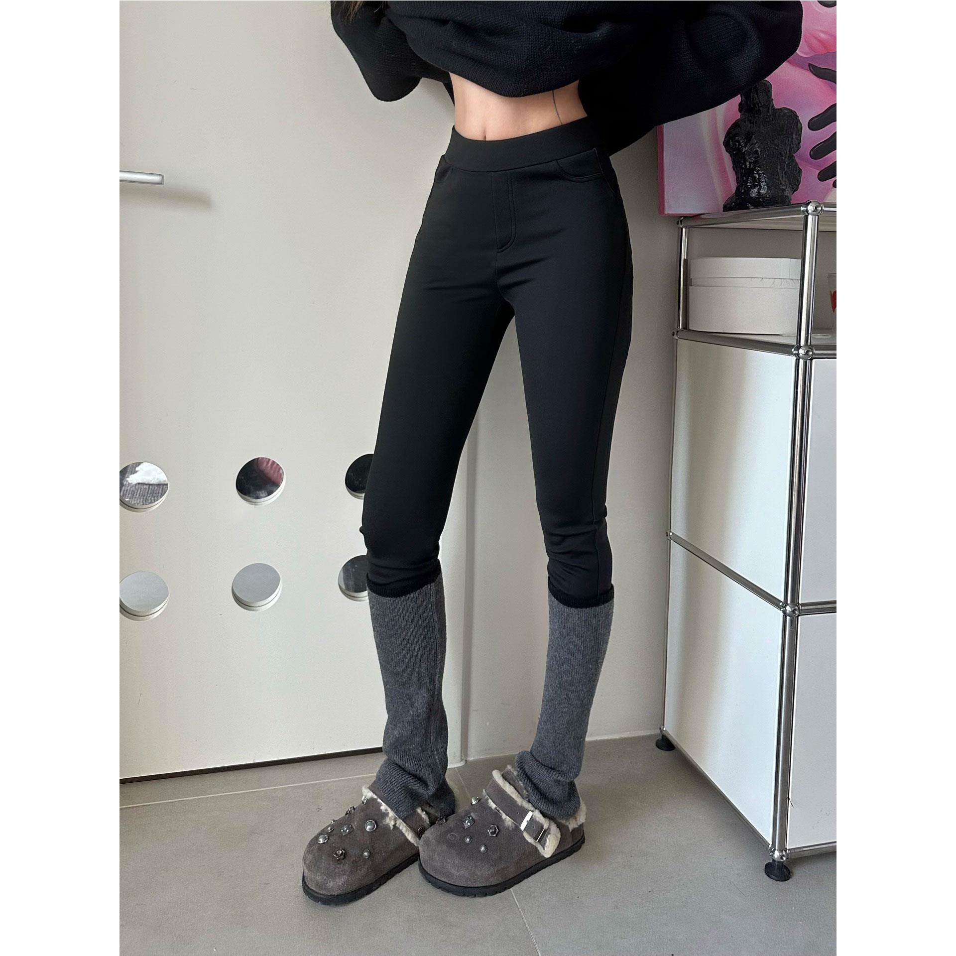 MBS.欧洲站新款FANLEONA加绒加厚休闲裤毛织袜套一体式加绒打底裤