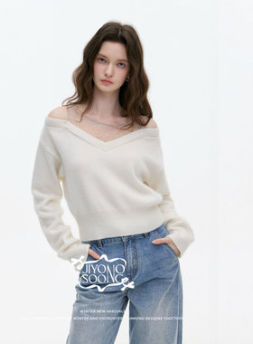 MBS.欧洲站新款JIYOOSOONG立领镂空交叉上衣修身弹力长袖针织衫女