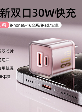 透明小冰块30W充电头冰感控温超级快充pd充电器适用安卓华为iPhone 16/15
