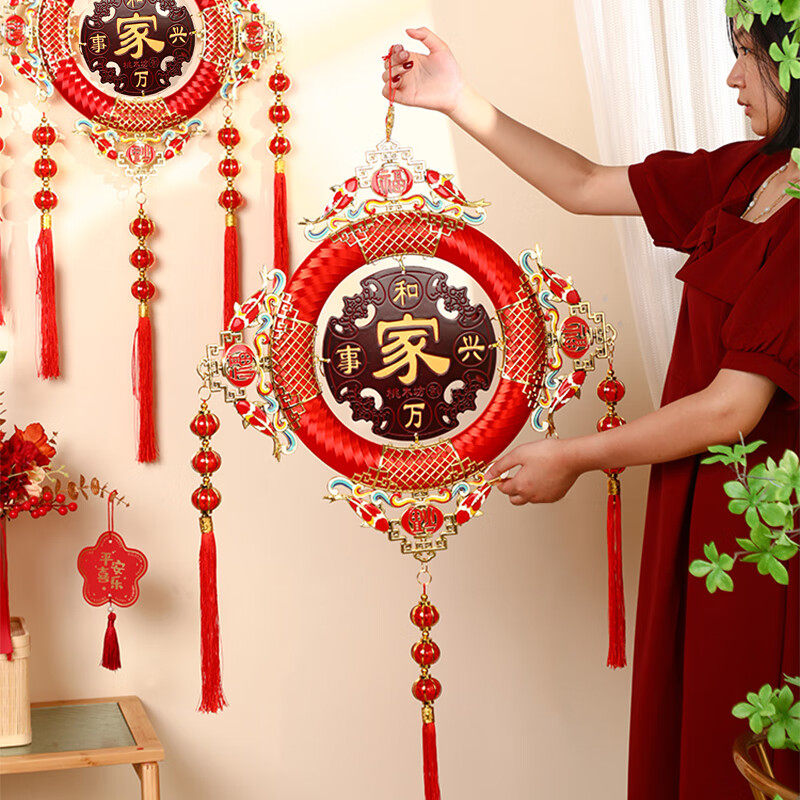 欧妮姿中国结挂件大号客厅摆件春节乔迁之喜装饰家居福字圆环桃木怎么看?