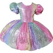 六一儿童蓬蓬裙演出服亮片合唱服彩虹裙幼儿园女童公主纱裙舞蹈服