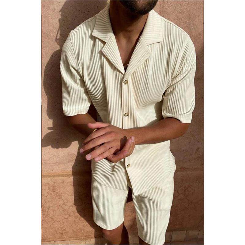 Summer  shorts sleeve shirt shorts stretch beach casual suit