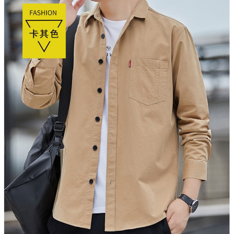 高档男装100%纯棉宽松长袖夹克衬