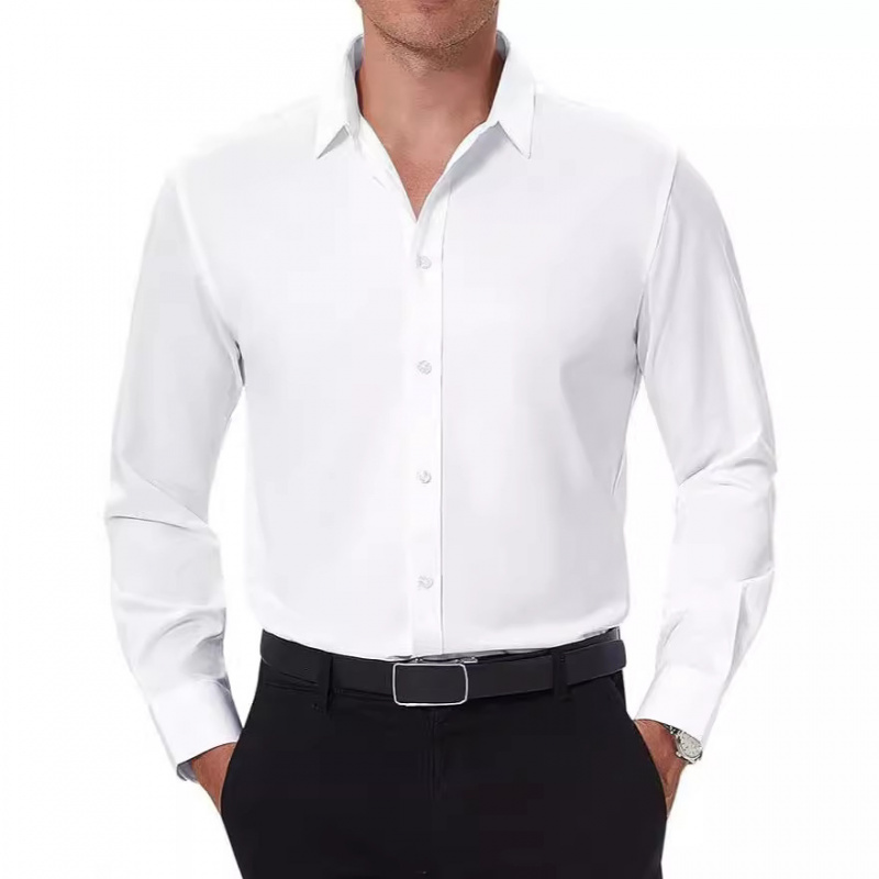 亚马逊四面弹力正装衬衫男士修身