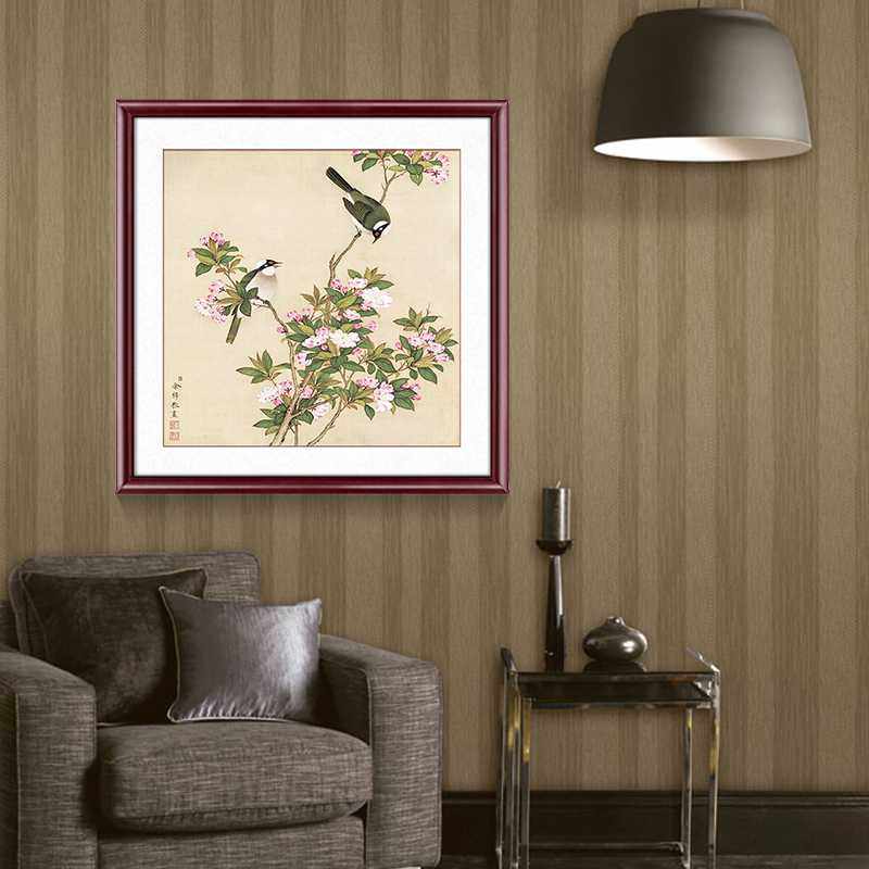国画字画装裱客厅工笔画斗方花鸟仿古画餐厅卧室挂画新中式装饰.