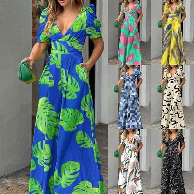 spring summer women jumpsuit sexy V neck ladies clothes女衣