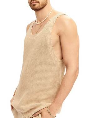 Knitted sleeveless sweater vest Loose tops men宽松无袖背心男