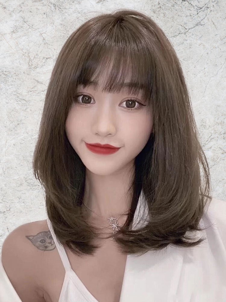 假发女短发真发全真自然全头套式真人发丝u韩式发型女