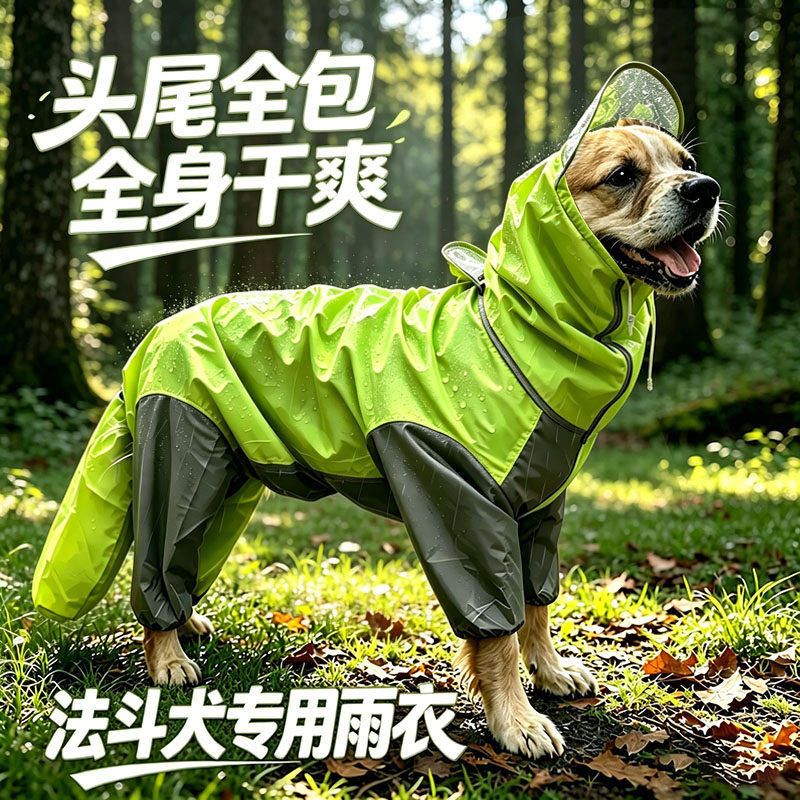 法斗犬斗牛犬专用狗狗雨衣四腿全包小狗雨披小型犬狗包肚防水神器