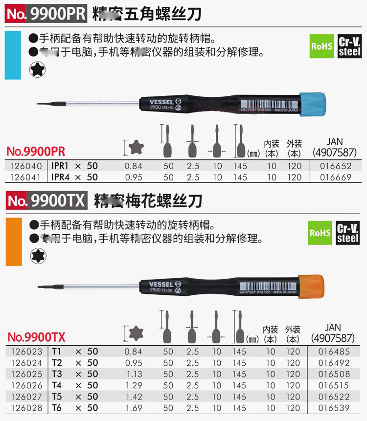 包邮。子日本VESSEL手机精密手批9900钟表起数码进口起子Y型怎么样,好用不?