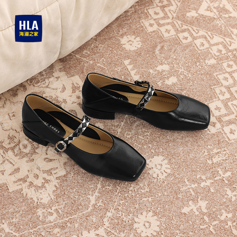 HLA/海澜之家2026春新款复古玛丽珍鞋女一字带粗跟浅口单鞋不累脚,女鞋,浅口单鞋,淘宝优惠券,粉丝福利购,淘宝优惠卷