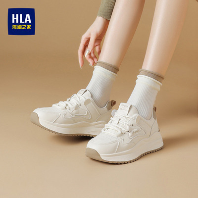 HLA/海澜之家运动休闲鞋女2026春季新款百搭小白阿甘鞋轻便老爹鞋