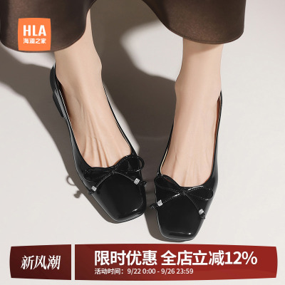 蝴蝶结女单鞋海澜之家方头通勤