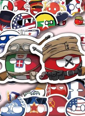 100张国拟波兰球爆款波兰球贴纸ins可爱波兰球学习用品