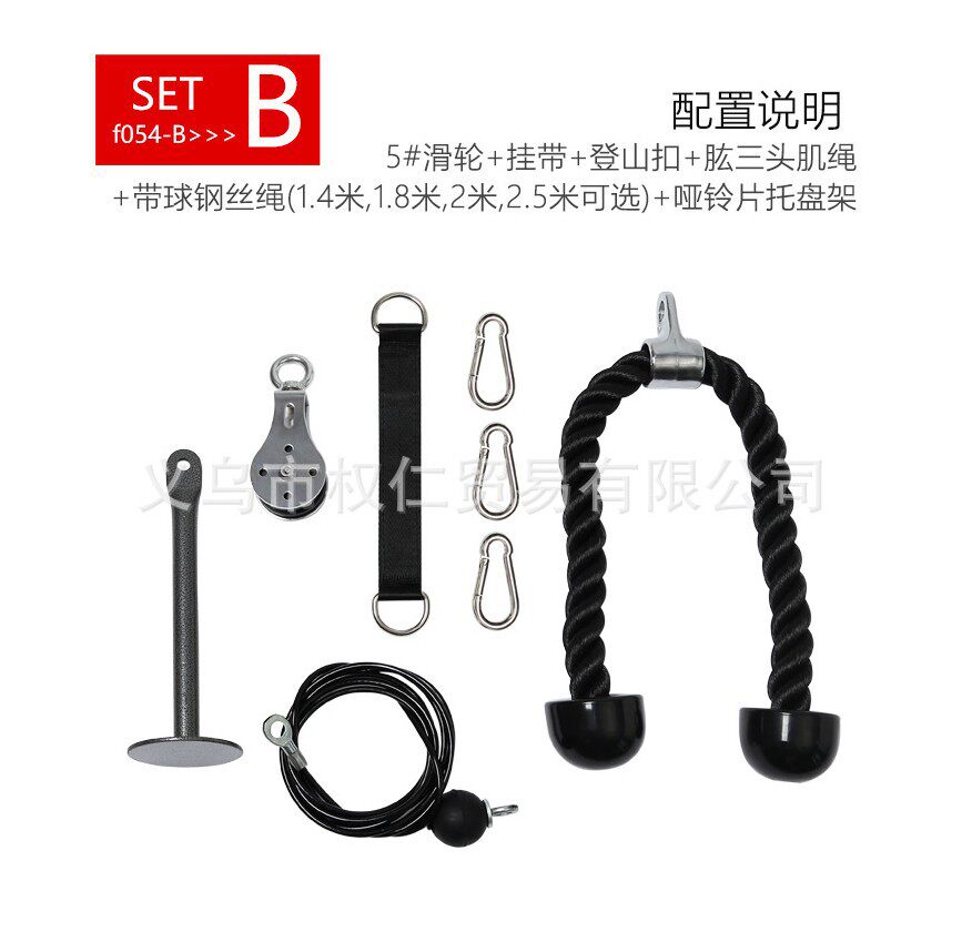 肱三头肌训练器钢丝绳高位下拉龙门架滑轮家用单杠健身器材拉力器