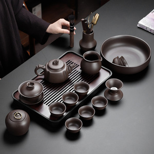 高档紫砂茶具套装家用全套功夫泡茶杯中式办公室茶壶盖碗2023新款