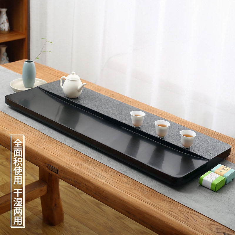 天然乌金石茶盘浮雕整块家用办公大小号简约排水茶海茶台现货