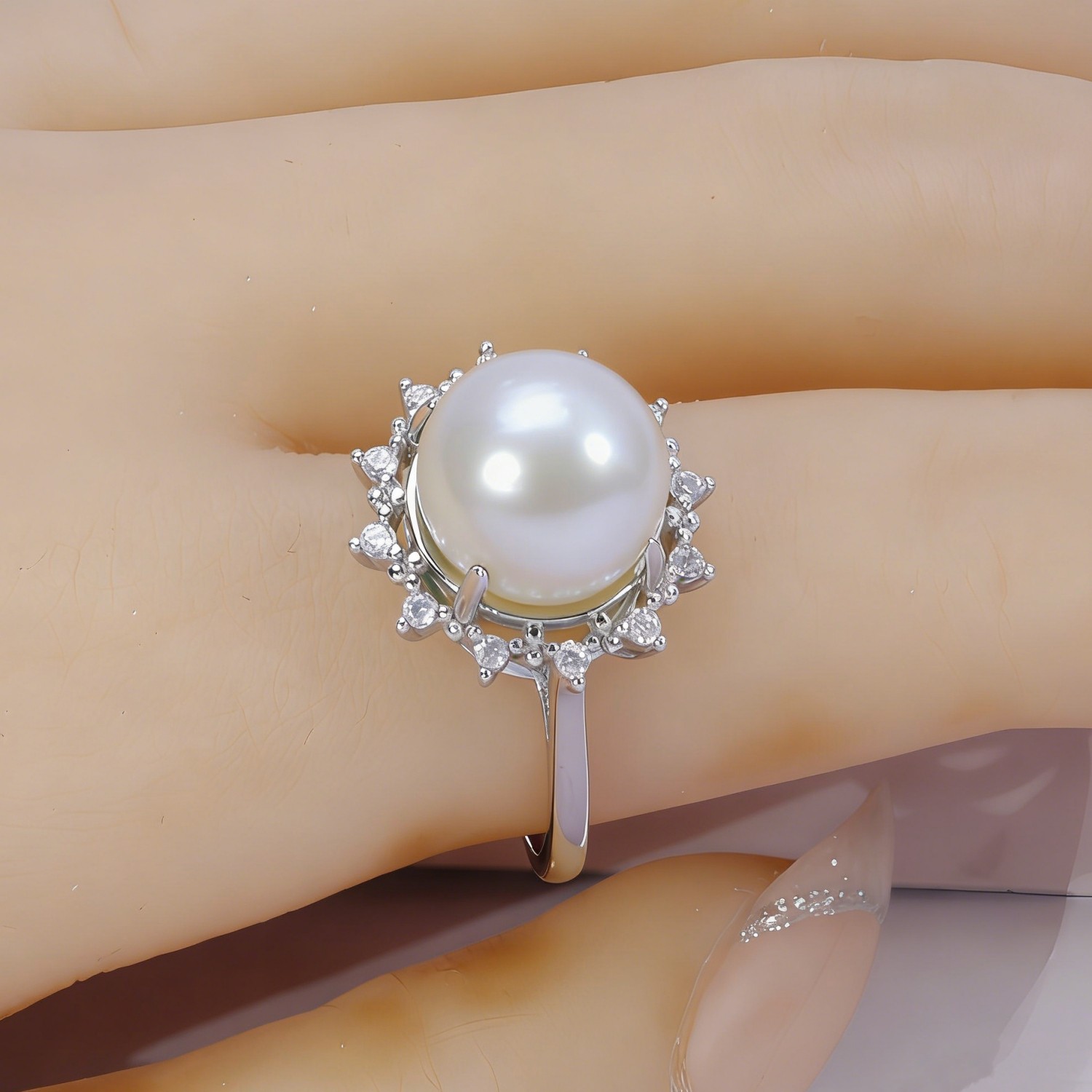 S925纯银蜜蜡珍珠戒指空托女款