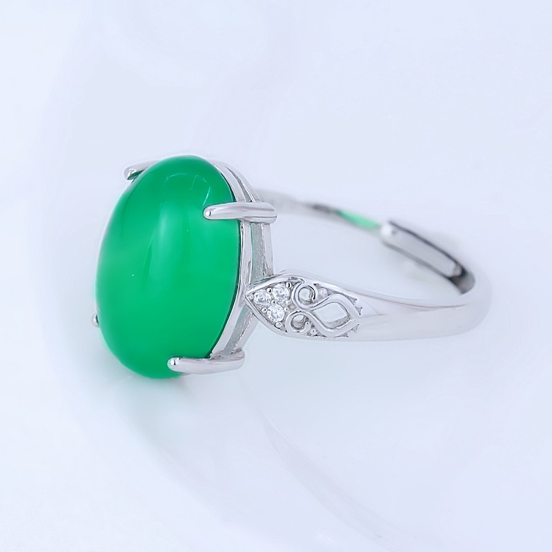 S925纯银戒指空托镶嵌蜜蜡翡翠绿松戒托女6*8*10*12 10*14开活口