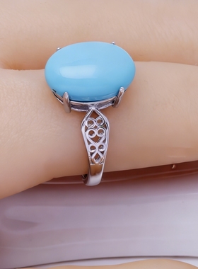 S925纯银戒指空托翡翠蜜蜡镶嵌