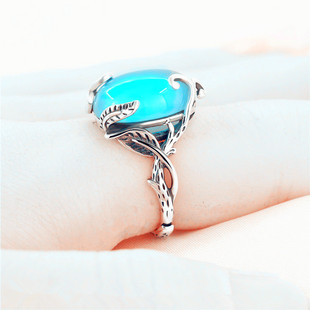 S925银戒托复古戒指空托女10*12可镶嵌蜜蜡翡翠等12*16*18*23活口