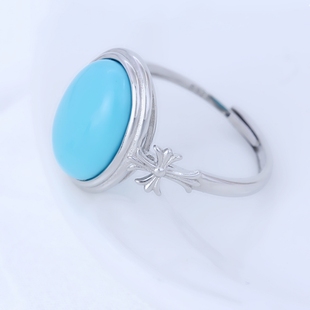 S925银戒托空托戒指空托女10*14可镶嵌蜜蜡翡翠等戒指托活口