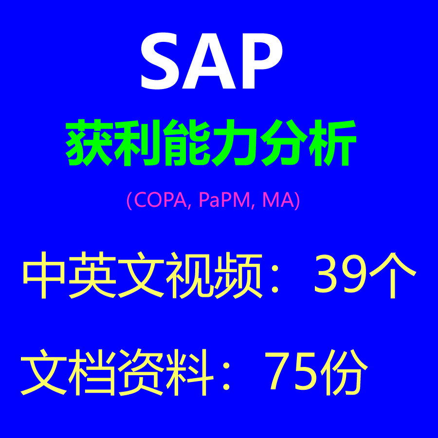 SAP COPA获利能力分析中英文视频共39个赠技术文档有流程配置讲义